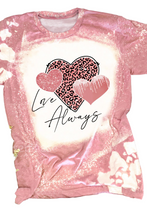 Load image into Gallery viewer, Love Always Heart Leopard Bleached Graphic T Shirt