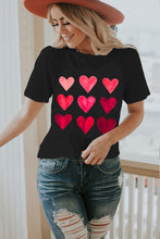 Load image into Gallery viewer, Glitter Heart Print Casual Graphic Tee