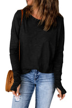 Load image into Gallery viewer, Solid Casual Thumbhole Long Sleeve Top