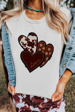Load image into Gallery viewer, Leopard Heart Shaped Print Crew Neck Casual Graphic Tee