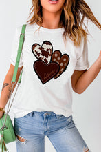 Load image into Gallery viewer, Leopard Heart Shaped Print Crew Neck Casual Graphic Tee