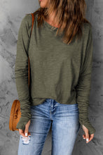 Load image into Gallery viewer, Solid Casual Thumbhole Long Sleeve Top