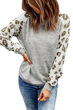 Load image into Gallery viewer, Grey Raglan Sleeve Cheetah Print Sleeve Long Sleeve Shirt