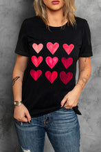 Load image into Gallery viewer, Glitter Heart Print Casual Graphic Tee