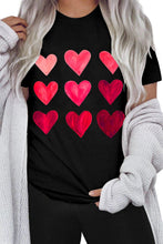 Load image into Gallery viewer, Glitter Heart Print Casual Graphic Tee