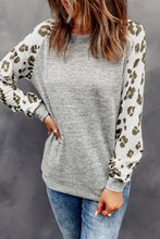 Load image into Gallery viewer, Grey Raglan Sleeve Cheetah Print Sleeve Long Sleeve Shirt