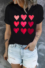 Load image into Gallery viewer, Glitter Heart Print Casual Graphic Tee
