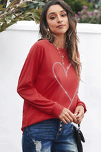Load image into Gallery viewer, Rhinestone Heart Shaped Graphic Sweatshirt