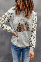 Load image into Gallery viewer, Grey Raglan Sleeve Cheetah Print Sleeve Long Sleeve Shirt