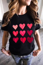 Load image into Gallery viewer, Glitter Heart Print Casual Graphic Tee