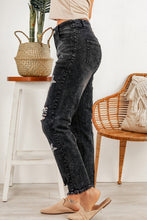 Load image into Gallery viewer, Light Blue Raw Hem Straight Leg Distressed Jeans for Women