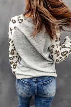 Load image into Gallery viewer, Grey Raglan Sleeve Cheetah Print Sleeve Long Sleeve Shirt