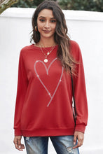 Load image into Gallery viewer, Rhinestone Heart Shaped Graphic Sweatshirt