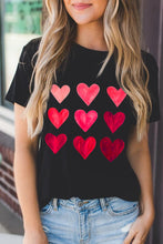 Load image into Gallery viewer, Glitter Heart Print Casual Graphic Tee