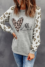 Load image into Gallery viewer, Grey Raglan Sleeve Cheetah Print Sleeve Long Sleeve Shirt