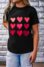 Load image into Gallery viewer, Glitter Heart Print Casual Graphic Tee