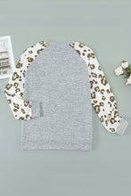 Load image into Gallery viewer, Grey Raglan Sleeve Cheetah Print Sleeve Long Sleeve Shirt