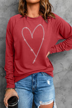 Load image into Gallery viewer, Rhinestone Heart Shaped Graphic Sweatshirt
