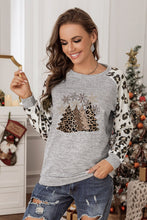 Load image into Gallery viewer, Grey Raglan Sleeve Cheetah Print Sleeve Long Sleeve Shirt