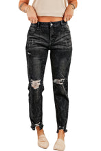 Load image into Gallery viewer, Light Blue Raw Hem Straight Leg Distressed Jeans for Women