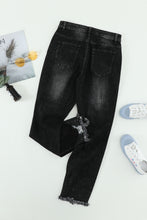 Load image into Gallery viewer, Light Blue Raw Hem Straight Leg Distressed Jeans for Women