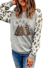 Load image into Gallery viewer, Grey Raglan Sleeve Cheetah Print Sleeve Long Sleeve Shirt