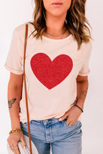 Load image into Gallery viewer, Glitter Heart Print Casual Graphic Tee