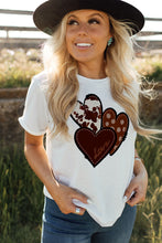 Load image into Gallery viewer, Leopard Heart Shaped Print Crew Neck Casual Graphic Tee
