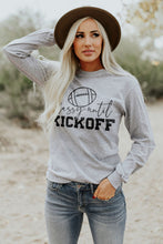 Load image into Gallery viewer, Grey Kickoff Rugby Letter Print Casual Graphic Top
