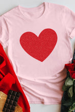 Load image into Gallery viewer, Glitter Heart Print Casual Graphic Tee