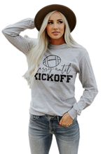 Load image into Gallery viewer, Grey Kickoff Rugby Letter Print Casual Graphic Top