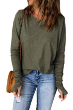 Load image into Gallery viewer, Solid Casual Thumbhole Long Sleeve Top