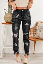 Load image into Gallery viewer, Light Blue Raw Hem Straight Leg Distressed Jeans for Women