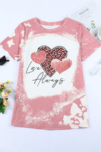 Load image into Gallery viewer, Love Always Heart Leopard Bleached Graphic T Shirt