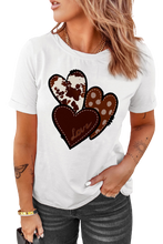 Load image into Gallery viewer, Leopard Heart Shaped Print Crew Neck Casual Graphic Tee