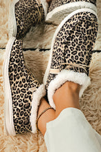 Load image into Gallery viewer, Cheetah Pattern Lace Up Casual Flat Plush Boots