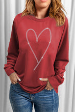 Load image into Gallery viewer, Rhinestone Heart Shaped Graphic Sweatshirt