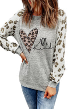 Load image into Gallery viewer, Grey Raglan Sleeve Cheetah Print Sleeve Long Sleeve Shirt