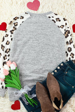 Load image into Gallery viewer, Grey Raglan Sleeve Cheetah Print Sleeve Long Sleeve Shirt