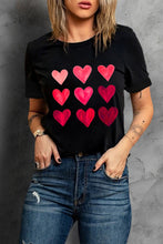 Load image into Gallery viewer, Glitter Heart Print Casual Graphic Tee