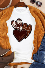 Load image into Gallery viewer, Leopard Heart Shaped Print Crew Neck Casual Graphic Tee