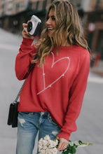Load image into Gallery viewer, Rhinestone Heart Shaped Graphic Sweatshirt