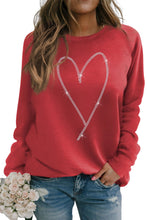 Load image into Gallery viewer, Rhinestone Heart Shaped Graphic Sweatshirt