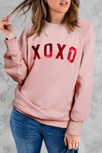 Load image into Gallery viewer, Xoxo Glitter Letter Print Graphic Sweatshirt