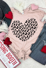 Load image into Gallery viewer, Leopard Heart Shaped Print Crew Neck Casual Graphic Tee