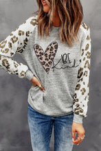 Load image into Gallery viewer, Grey Raglan Sleeve Cheetah Print Sleeve Long Sleeve Shirt