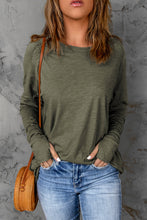 Load image into Gallery viewer, Solid Casual Thumbhole Long Sleeve Top