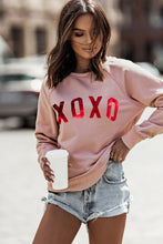 Load image into Gallery viewer, Xoxo Glitter Letter Print Graphic Sweatshirt