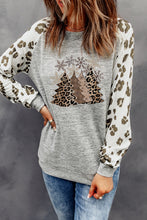 Load image into Gallery viewer, Grey Raglan Sleeve Cheetah Print Sleeve Long Sleeve Shirt