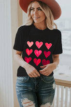 Load image into Gallery viewer, Glitter Heart Print Casual Graphic Tee